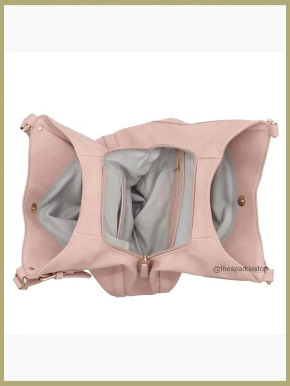 Lightweight Faux Leather 3 Compartment Medium Hobo Bag